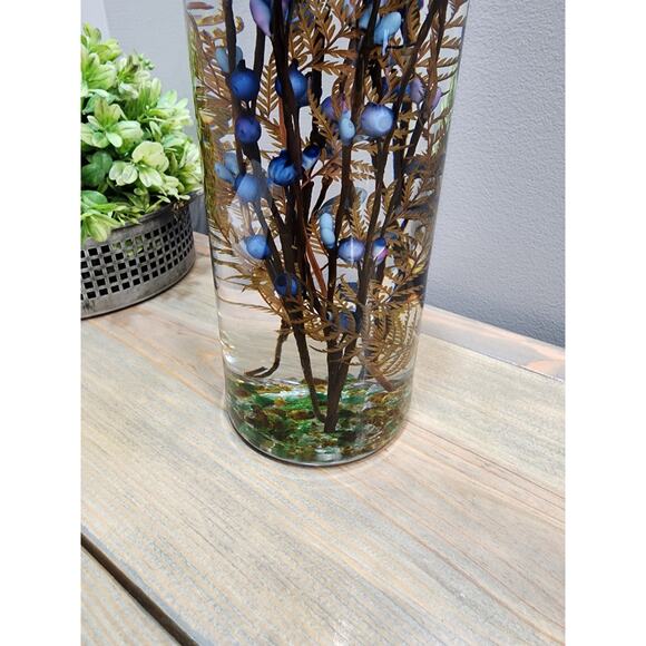 White River Blue FLORAL CYLINDER Lifetime Oil Candle 12.5" x 3.5" - Picture 4 of 12